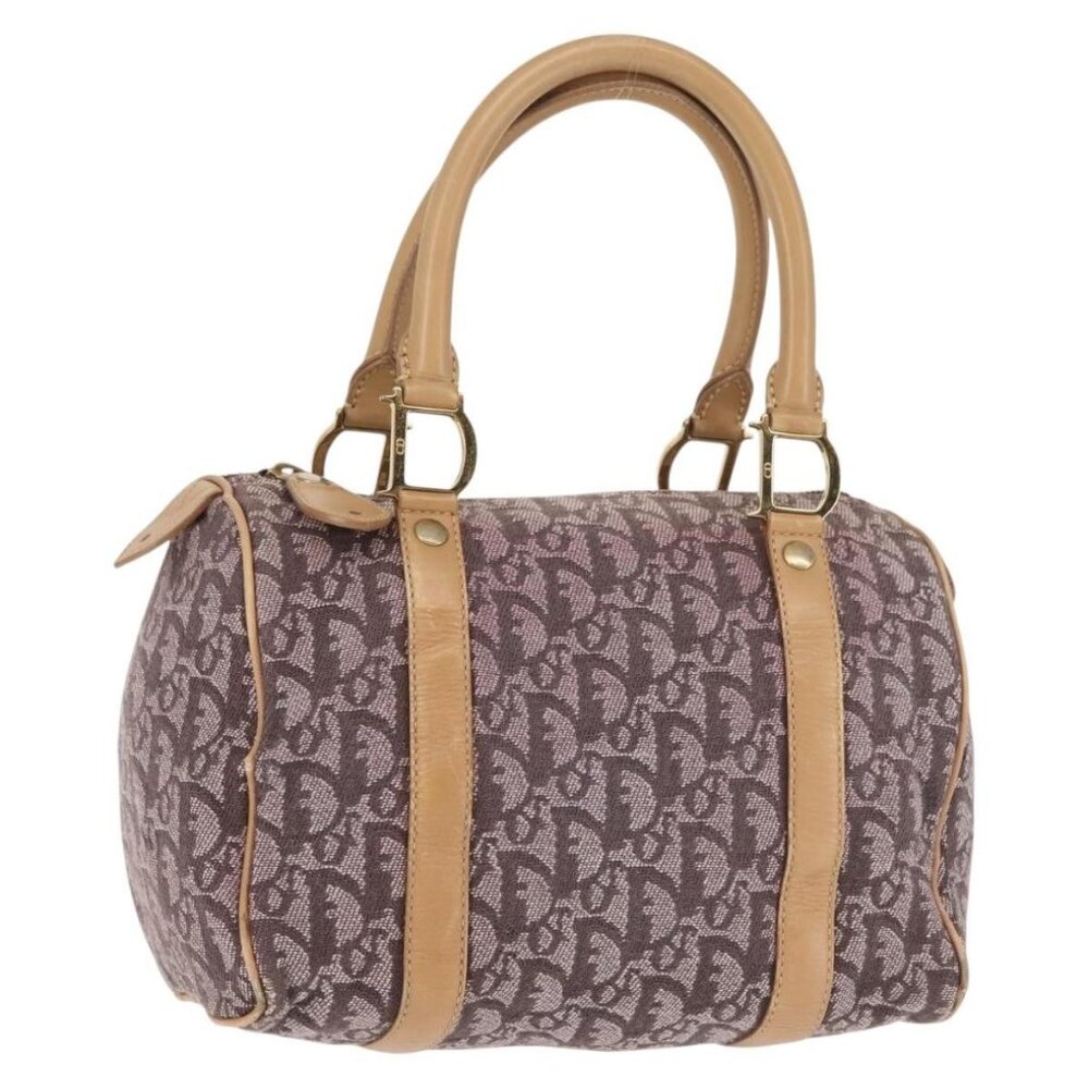 Christian Dior Trotter Canvas Mini Boston Bag Pink Gold Auth 144280 - Picture 1 of 16